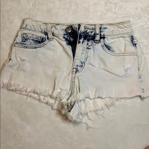 Light Washed Bleach Jean Shorts
